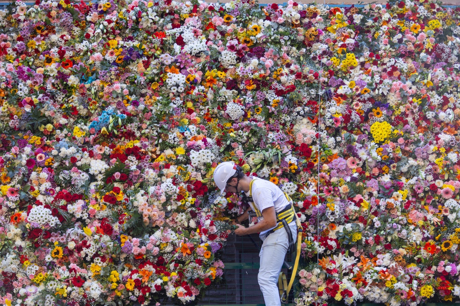 La ofrenda floral a la Virgen de las Angustias, en imágenes