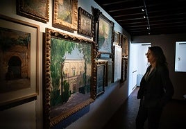 Rodrigo Ruiz-Jiménez supervisa el desembalaje del cuadro de Sorolla.