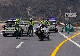 Guardia Civil de Tráfico en el corte de la A-44.