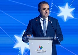 El presidente de la Diputación, Francis Rodríguez, durante los Premios de Turismo 2025.