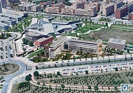 Proyección de cómo sería el futuro centro de tratamiento integral contra el cáncer.