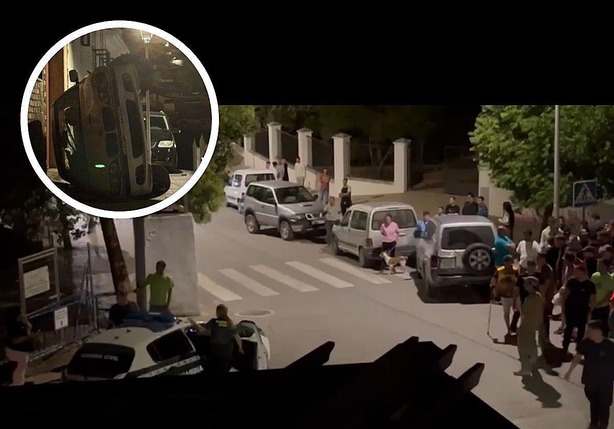 Momento de la detención del hombre el pasado martes, ante la atenta mirada de los vecinos.