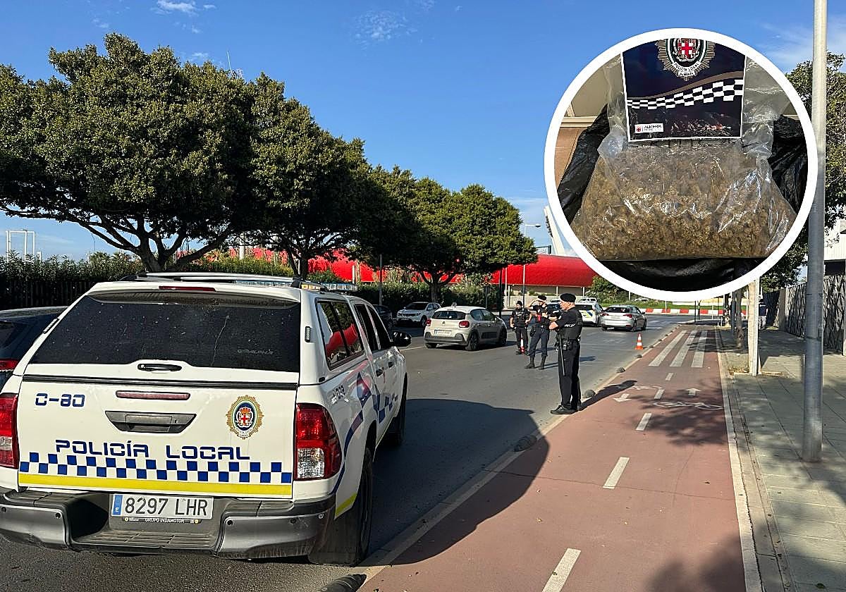 Instantes previos a la persecución. Arriba, la marihuana intervenida.