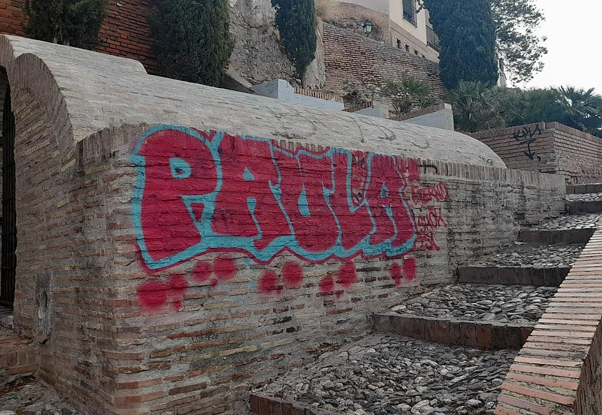 Pintada con la que ha amanecido el aljibe del Zenete.