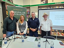 Diego Cruz acompaña a José María Goñi en la presentación de su libro 'La española de Montmartre'