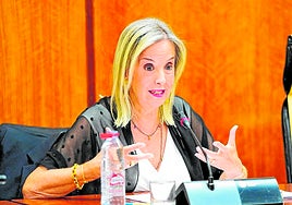 La Fiscal Superior de Andalucía, Ana Tárrego, en la presentación de la memoria en el Parlamento.