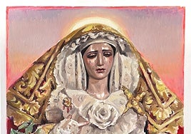 Detalle del cartel anunciador del rezo público de los Misterios Gloriosos del Santo Rosario