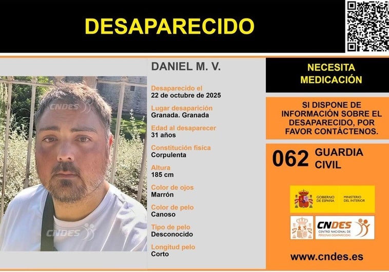 Piden ayuda para encontrar a un joven de 31 años desaparecido en Granada