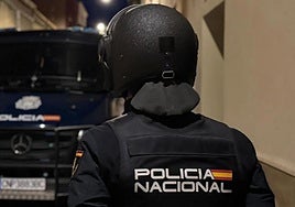 Un agente de Policía Nacional en una macrooperación en Almería, de archivo.