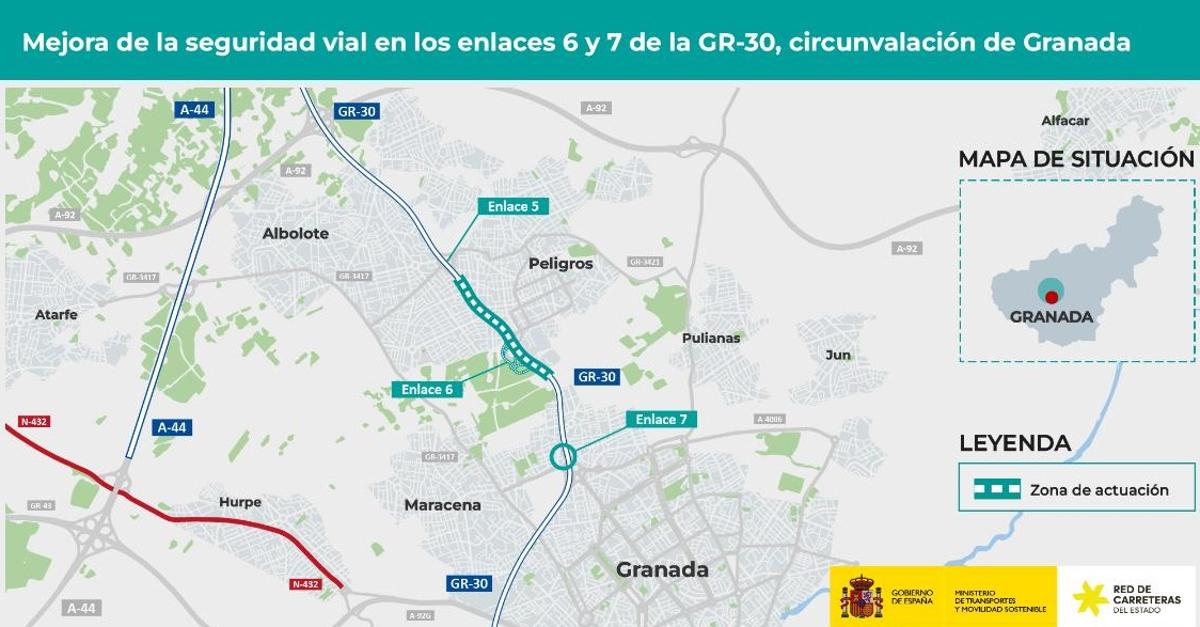 Gran obra en la Circunvalación de Granada: un nuevo carril, otra glorieta, ramales y adiós a una salida