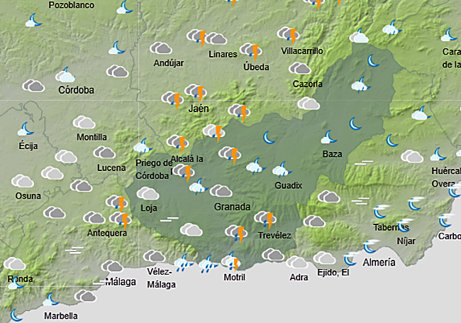 Previsión meteorológica de la Aemet para la noche de hoy.