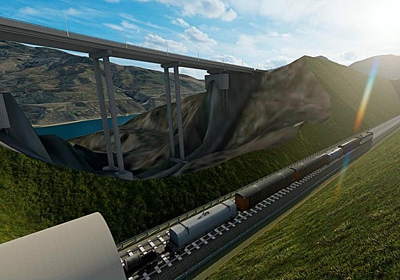 Recreación del tren a Motril junto al viaducto de Rules.