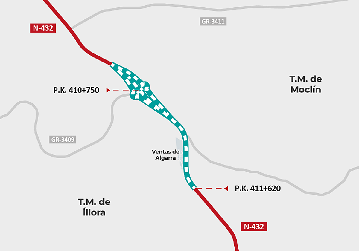 Mapa con la zona en la que se llevará a cabo la obra.