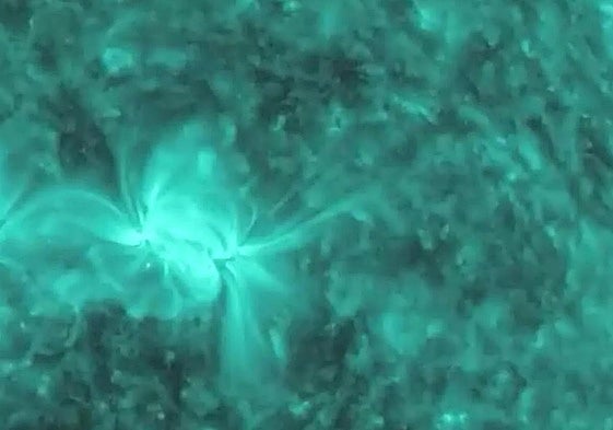 Imagen registrada de la tormenta solar que ha tenido un pico de intensidad esta semana.