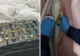 Relojes y dinero en efectivo intervenidos en los registros.