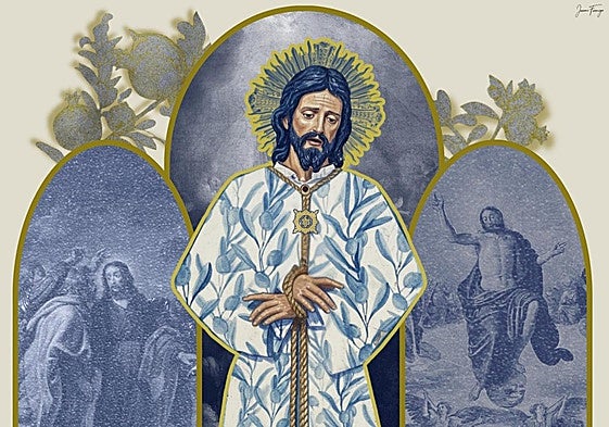 Detalle del cartel anunciador del devoto Besapiés a Nuestro Padre Jesús Cautivo