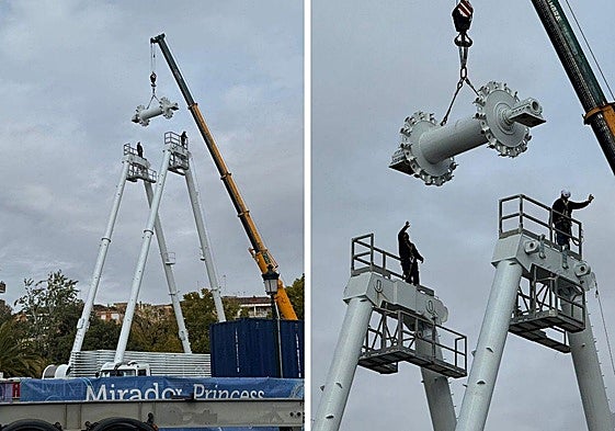 Comienzan a montar la noria navideña en la explanada del Palacio de Congresos