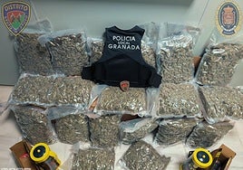 Bolsas de marihuana intervenidas por la Policía Local de Granada.