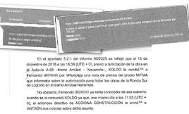 Extracto del informe de la UCO donde se recoge la supuesta relación entre un directivo de Acciona y el caso Koldo.