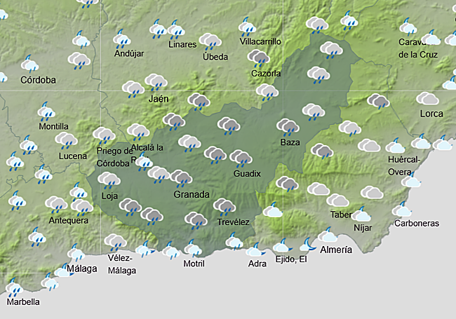 Pronóstico del tiempo de la Aemet para el martes.