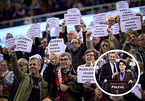 El público del Palacio de Deportes reclama el premio Princesa de Asturias para María Pérez.