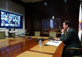 García, en un pleno telemático durante la pandemia de la covid-19.