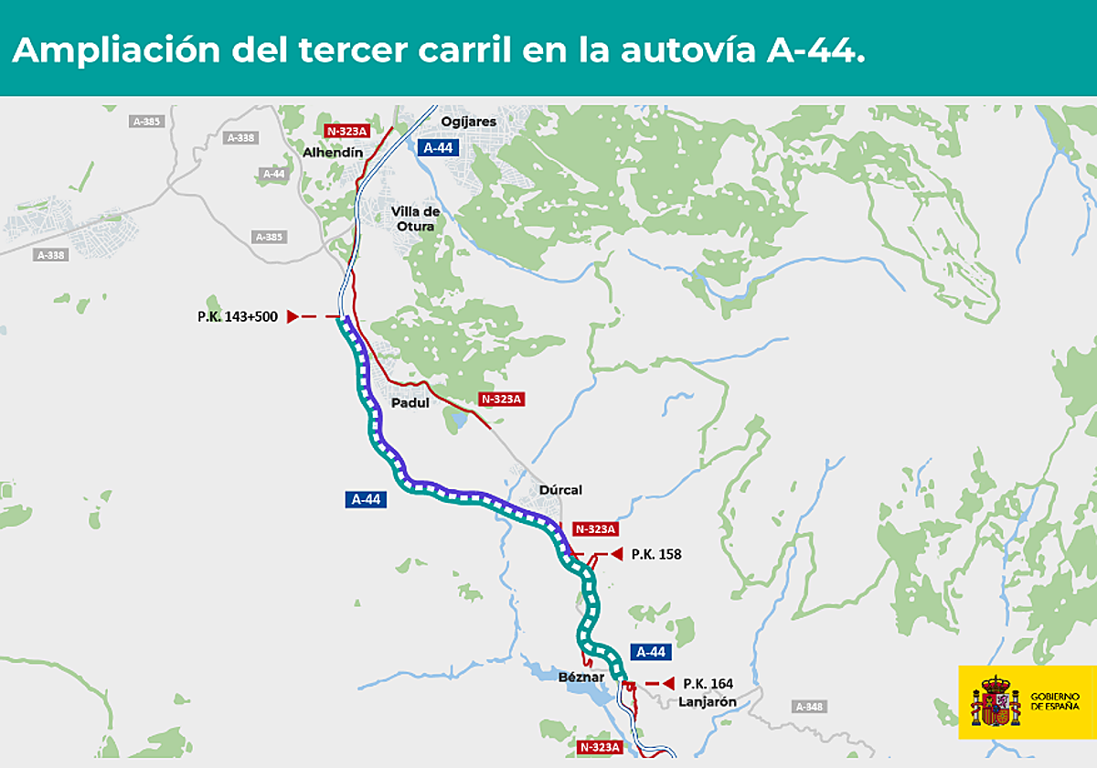 Transportes adjudica las obras del tercer carril de la A-44 entre Alhendín y Béznar