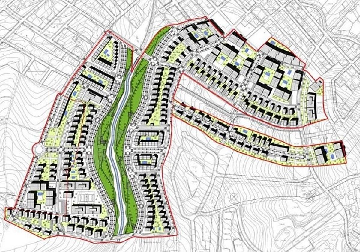 Recreación de los terrenos en los que estaban proyectadas las viviendas.
