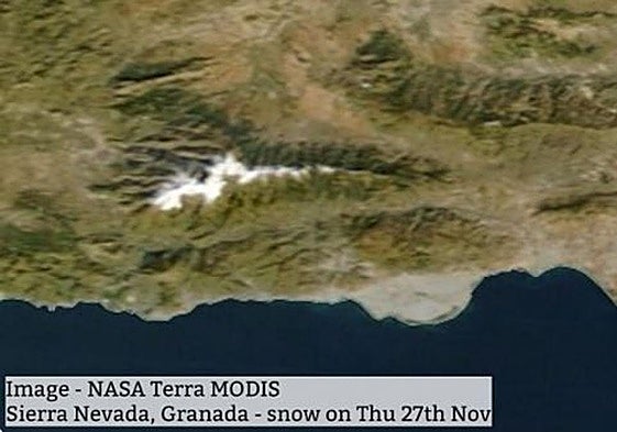 La imagen espacial de la NASA que muestra el blanco actual de Sierra Nevada.