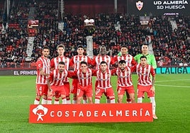 Once inicial de la UD Almería ante el Huesca