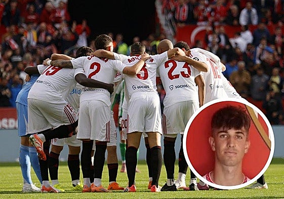 Los futbolistas del Sevilla, antes del derbi. En detalle, Miguel Ángel Sierra.