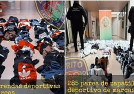 Aluvión de prendas y zapatillas falsificadas incautadas en los mercadillos del Almanjáyar y el Zaidín