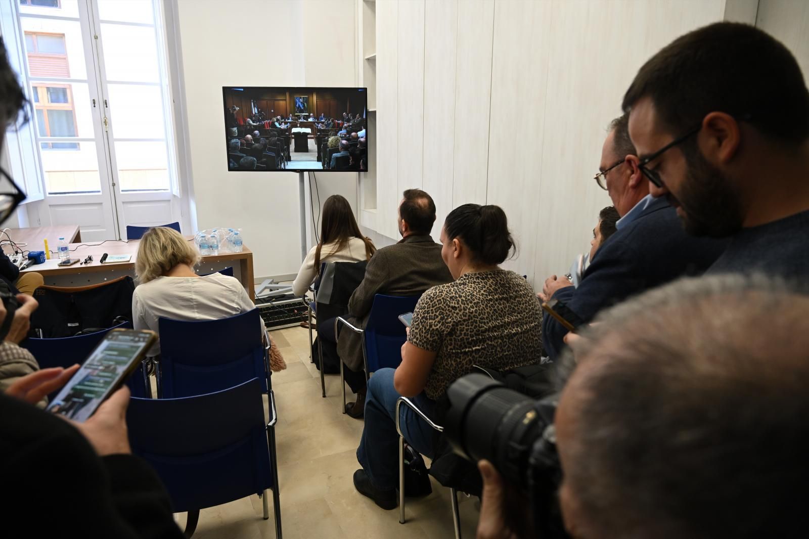 Sala habilitada para medios de comunicación en la Diputación de Almería.