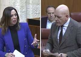 Rocío Díaz y Gerardo Sánchez este miércoles en el Parlamento andaluz.