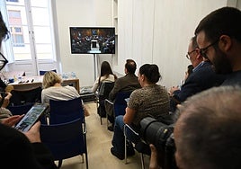 Sala habilitada para medios de comunicación en la Diputación de Almería.