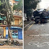 Coche accidentado en Camino de Ronda.
