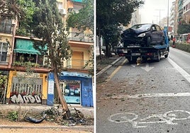 Coche accidentado en Camino de Ronda.