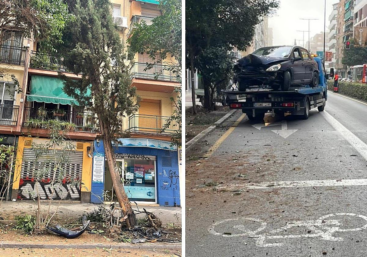 Coche accidentado en Camino de Ronda.