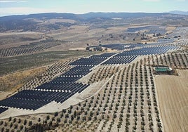 El complejo fotovoltaico de la compañía Plenitude que comenzó a funcionar este lunes en Chimeneas.