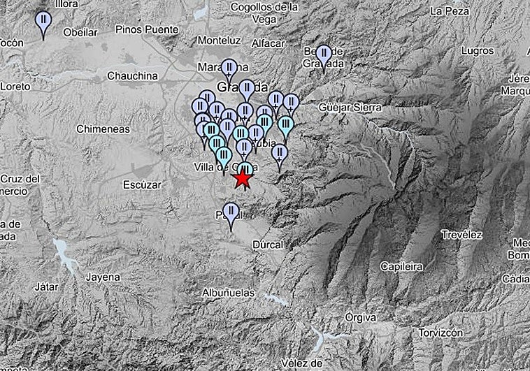 Las 20 localidades en las que se sintió el terremoto con epicentro en Dílar
