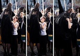 Secuencia del emotivo abrazo de Lola Índigo a una niña.