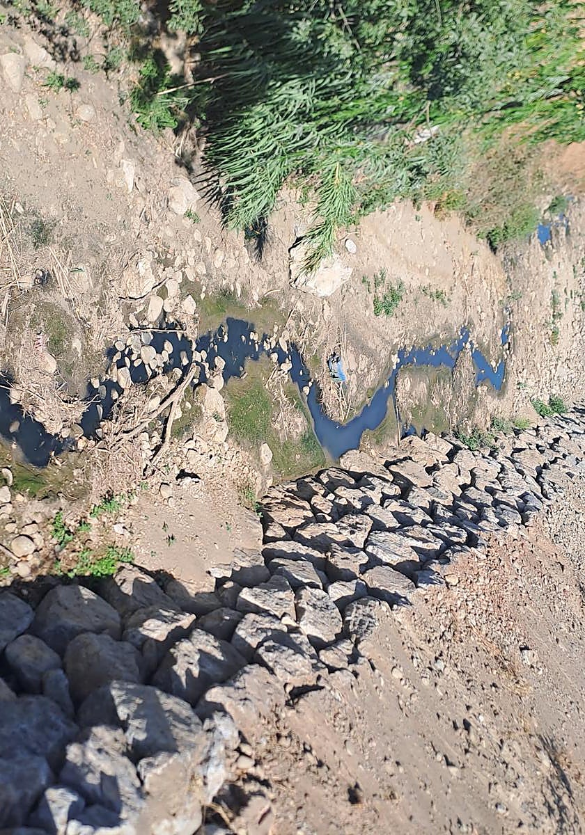Los lodos fecales en el lecho del río en Huétor Vega.