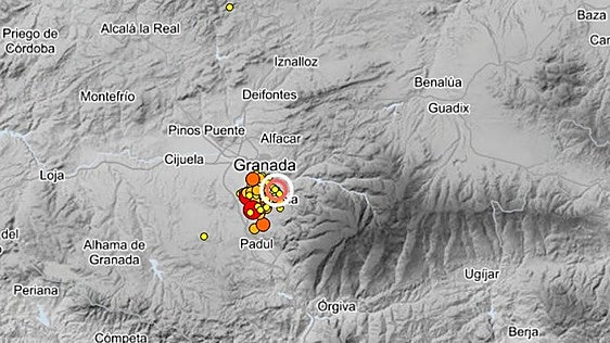 Una veintena de terremotos este jueves en Granada y un sobresalto de madrugada