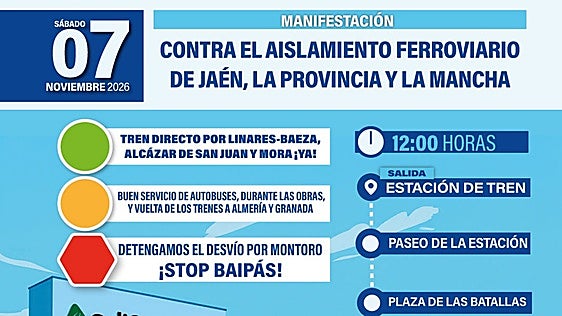 Llaman a movilizarse el 7 de noviembre en Jaén contra el «aislamiento ferroviario»