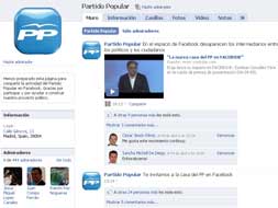 Pantallazo del nuevo sitio del Partido Popular en la red social./ RC