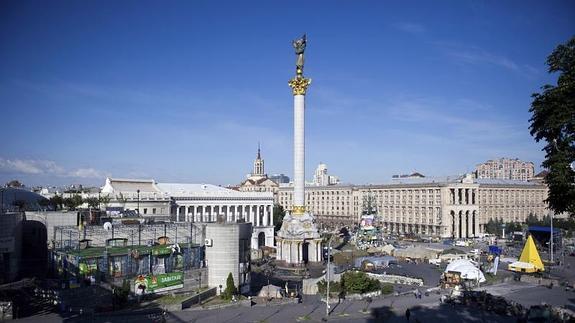 Vista general de la plaza Maidan en Kiev (Ucrania)