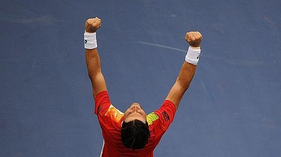 Ferrer celebra su pase a la final. 