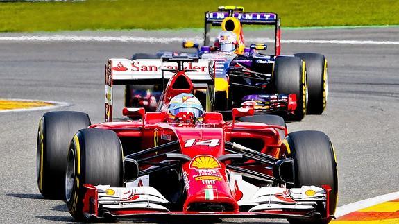 Alonso, durante la carrera de Bélgica. 