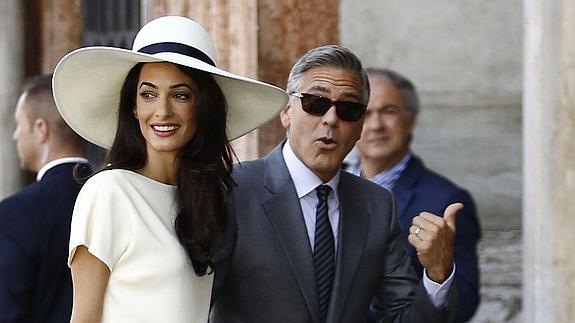 George Clooney y Amal Alamuddin, en Venecia.