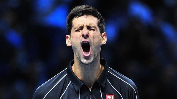 Djokovic, eufórico, tras ganar a Nadal en Londres. 